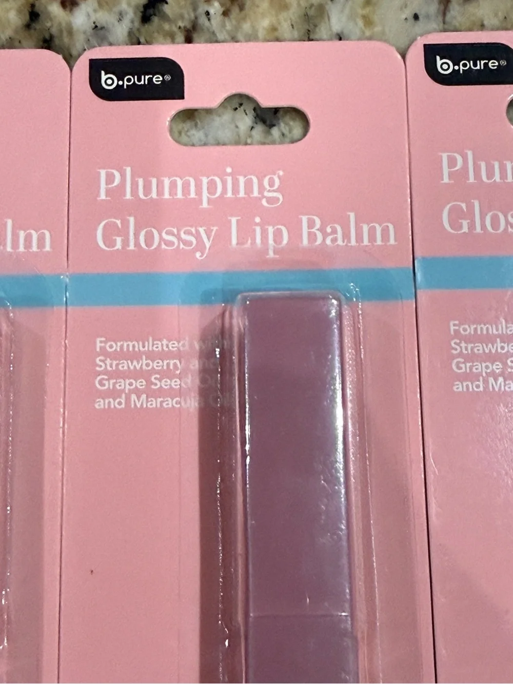 B PURE Plumping Glossy Lip Balm — Carnation X 3 Bundle
